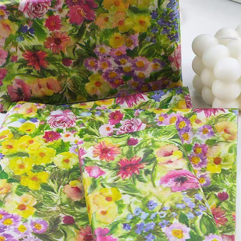 Miniatura 2 de Pintura al óleo, flores y plantas coloridas patrullas a granel, papel de seda para regalo, 25 hojas de 19.7 x 27.5 pulgadas para cumpleaños, boda,