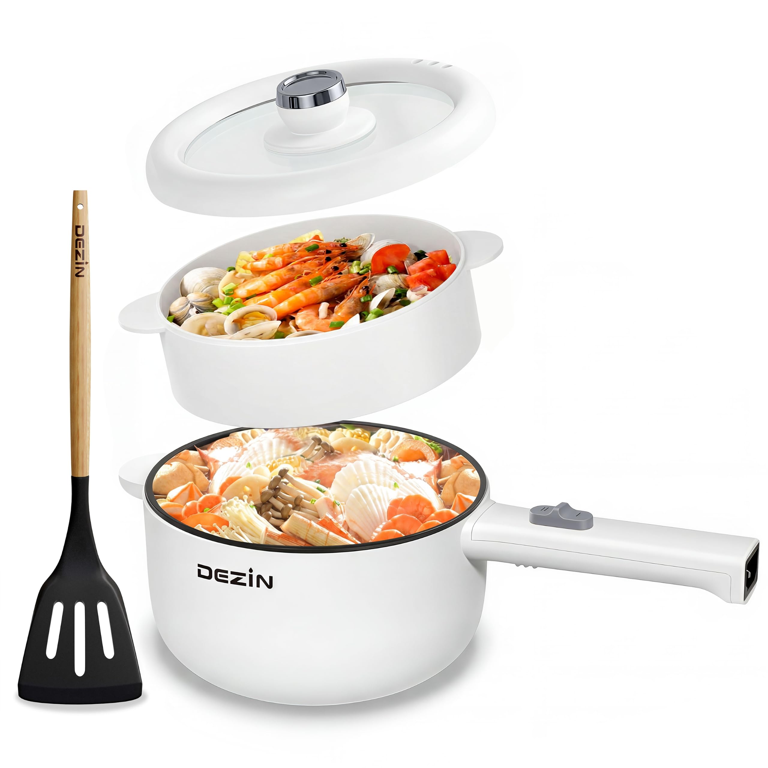 DEZIN 2L Hot Pot Electric, Non-Stick Electric Pan, 700W Adjustable Power