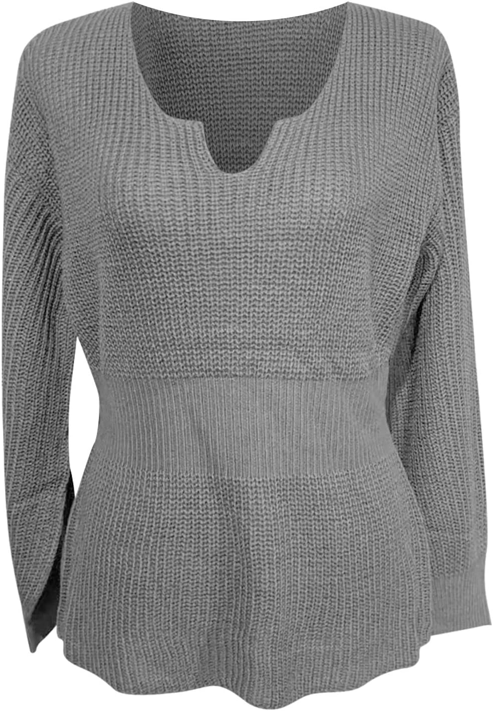 Women's Fall Dress Fashion V-Neck Pullover Shirt Solid Color Long Sleeve Ruffle Waist Shirt Cotton Cardigan