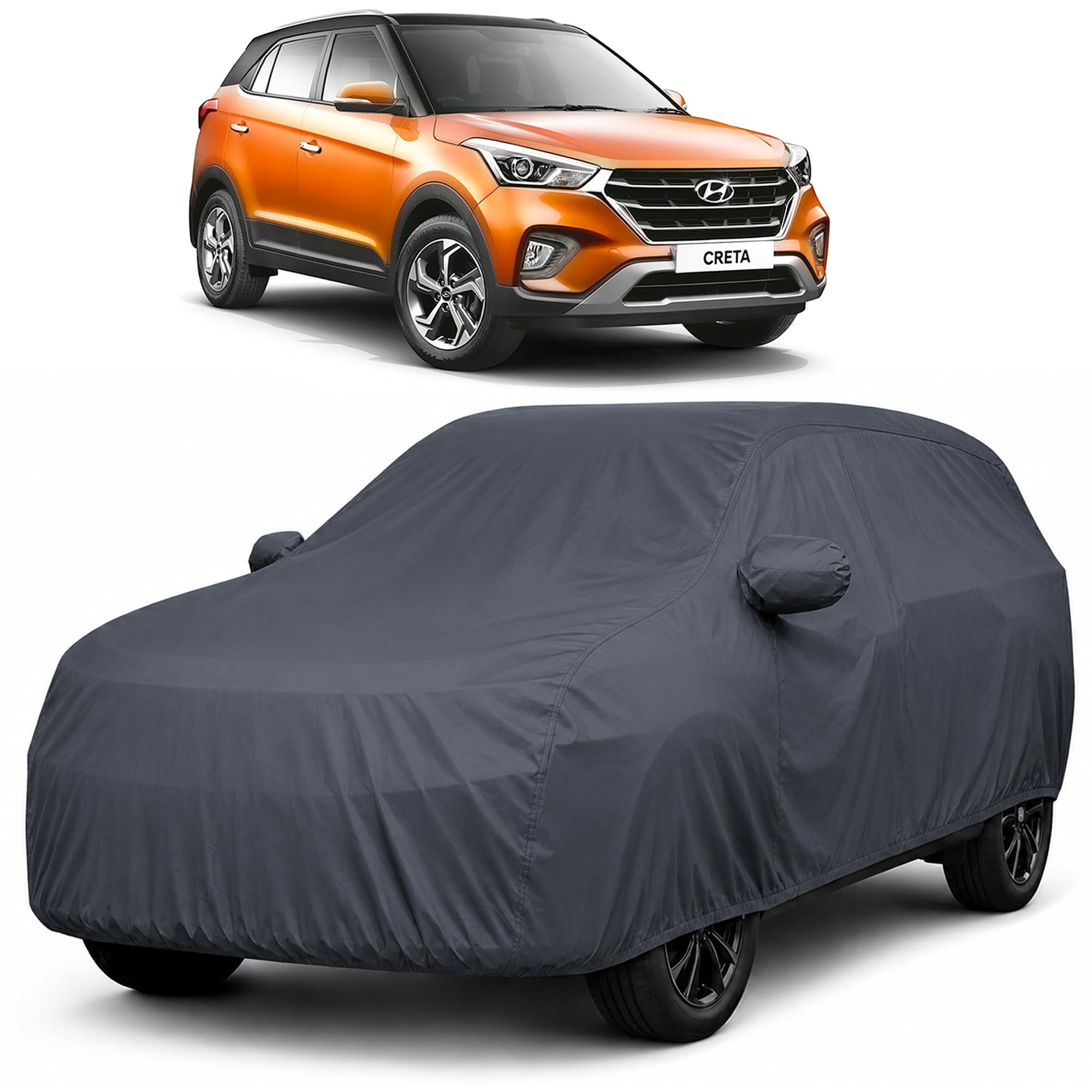 Autofact Premium Waterproof Car Cover for Creta 2015-2019 | High Quality Rain Cover Fabric |Triple-Stitched |Lightweight & Soft Feel|Dustproof & Scratchproof |Indoor & Outdoor Use