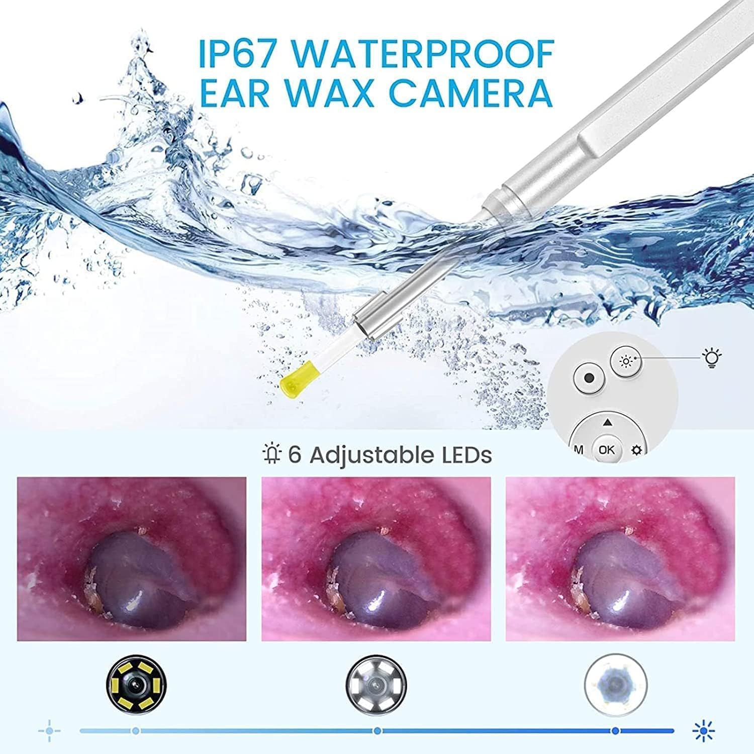 Cámara Otoscopio Digital USB Portátil, Otoscopio de 3,9 Mm con Pantalla de 5 Pulgadas, Pantalla HD 1080P, Limpiador de Oídos, Eliminación de Cera de Oído con Cámara para Niños Y Adultos