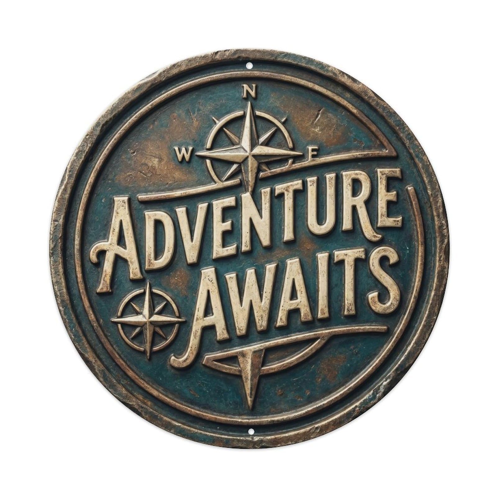Adventure Awaits Classic Bedroom Display Retro Slogans Vintage Metal Tin Sign Plaque Wall Decor for Cafe, Club Bar, Office, Garden Metal Poster 8x8Inch