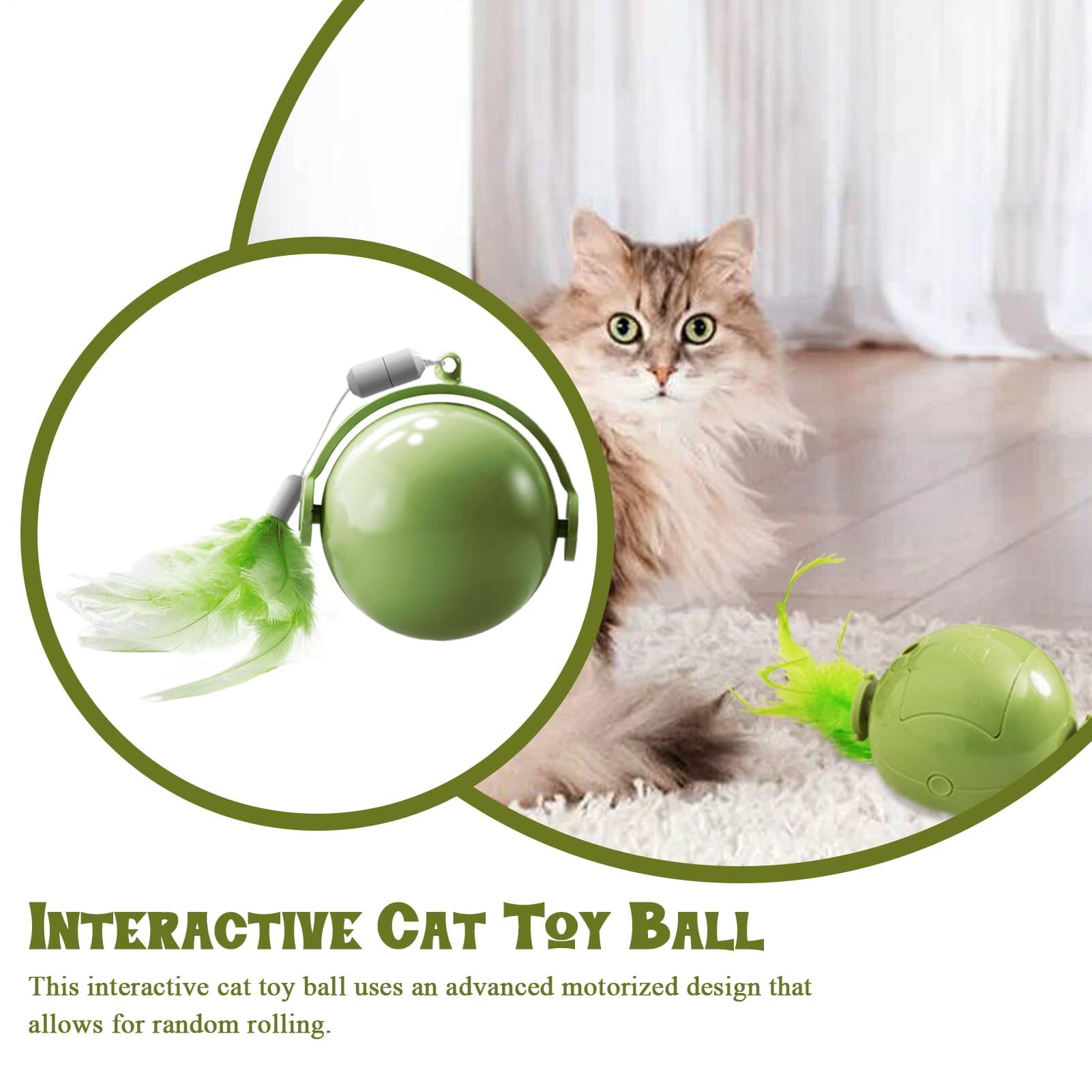 Juguetes para Gatos， Juguete Inteligente for Gatos con Pelota, Juguete Interactivo for Evitar obstáculos, de Ejercicio for Mascotas Plumas