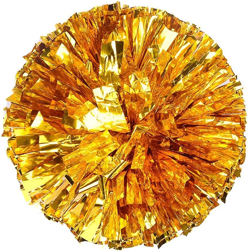 Escolourful Pack of 2 Metallic Foil Cheerleading Pom Poms 12 inch Sports Dance Cheer Plastic Pom Poms with Handle Cheerleading for Kids Adults Football Basketball Sports Team Spirit Cheering : Sports & Outdoors