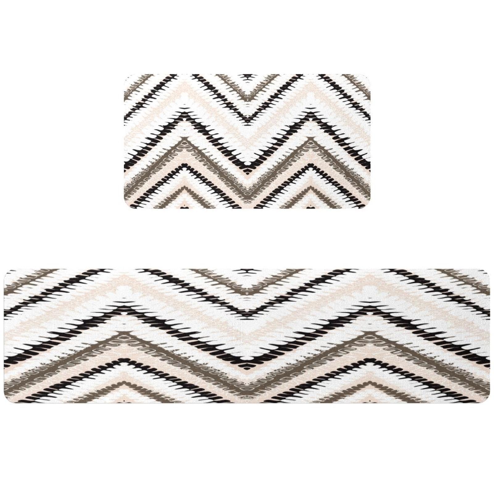 Tapis de cuisine chevron abstrait haut de gamme lot de 2 lavable aux finitions soignées