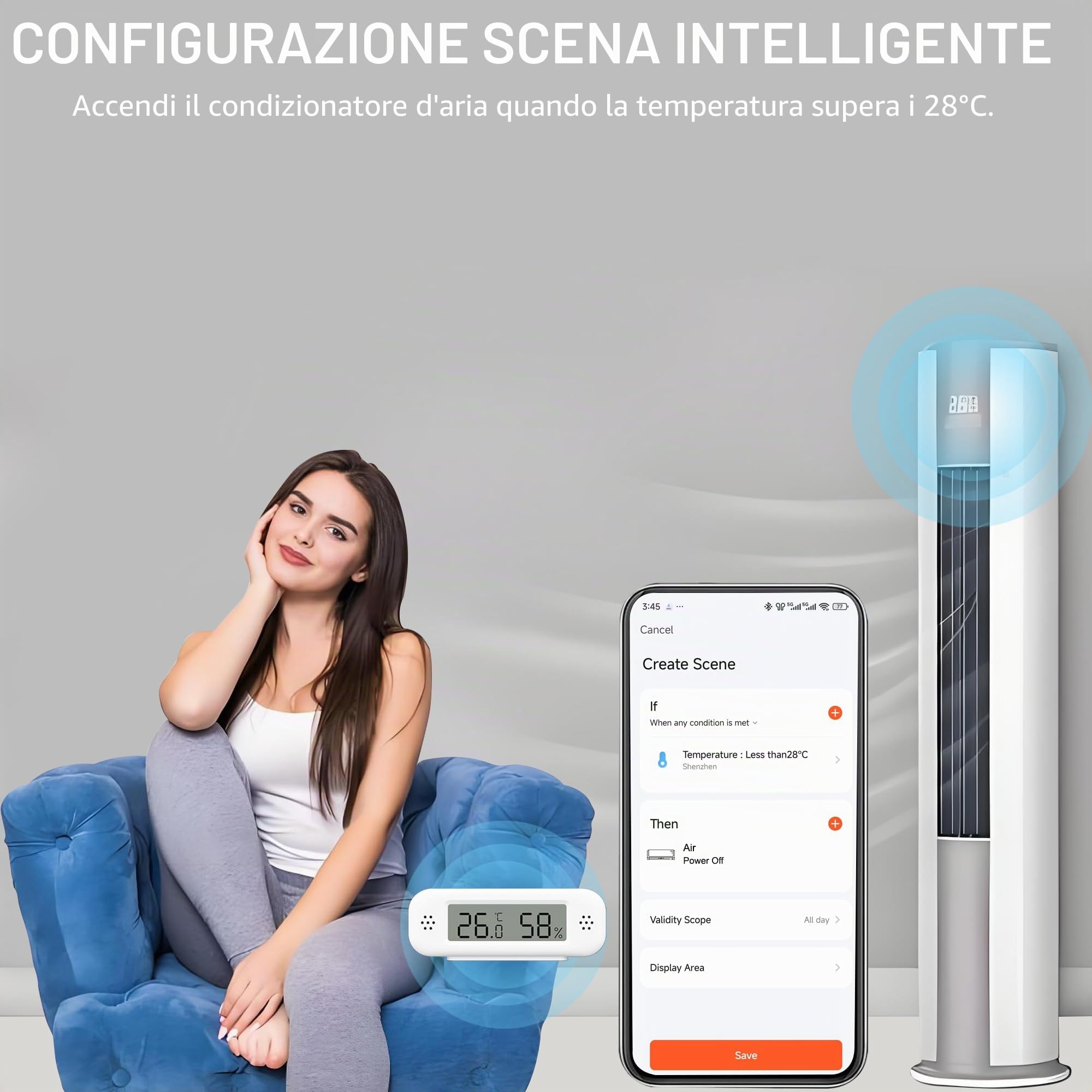 Termometro WiFi igrometro interno: sensore di temperatura intelligente, monitor di umidità digitale con app intelligente e registrazione dati, compatibile con Alexa, per camera da letto, serra cantina