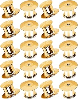 20Pcs Metal Locking Pin Backs, Pin Locks Keeper Clasp, Pin Backs with Storage Case for Brooch Enamel Lapel Hat Badge, Gold