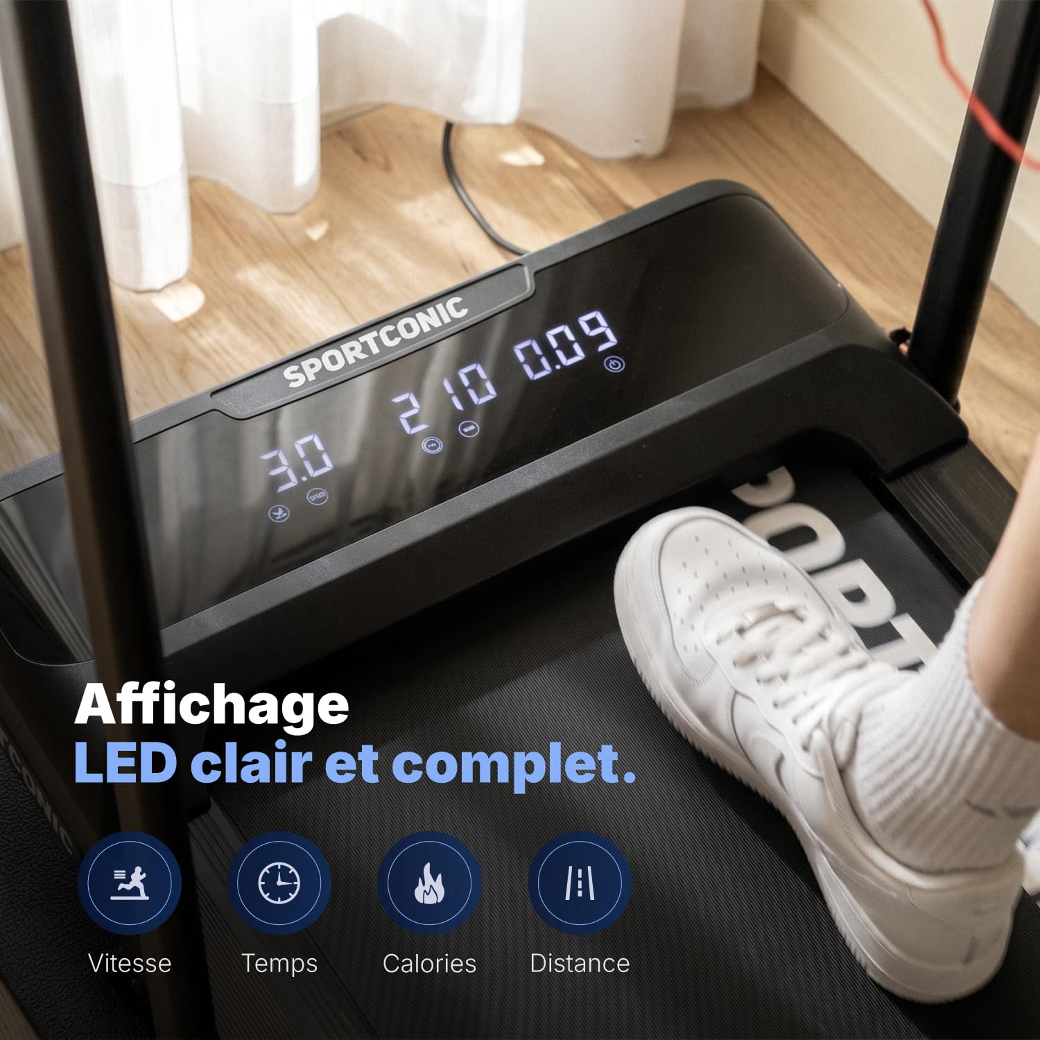 Sportconic Tapis de Marche Pliable Inclinable – Tapis de Course Silencieux avec Télécommande – Walking Pad Compact pour Sport à la Maison & Bureau