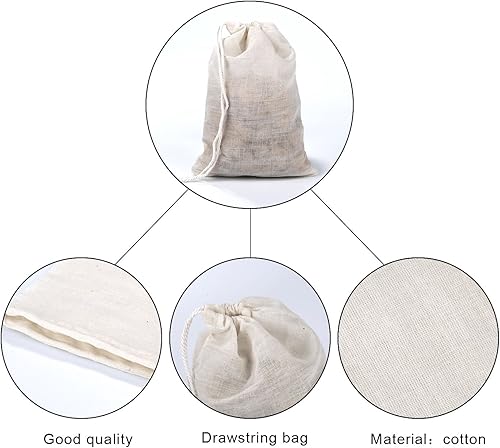 Miniatura 4 de Pangda 100 bolsas de muselina de algodón con cordón de 4 x 6 pulgadas, lona de muselina de lino, bolsa de regalo de joyería para fiestas,