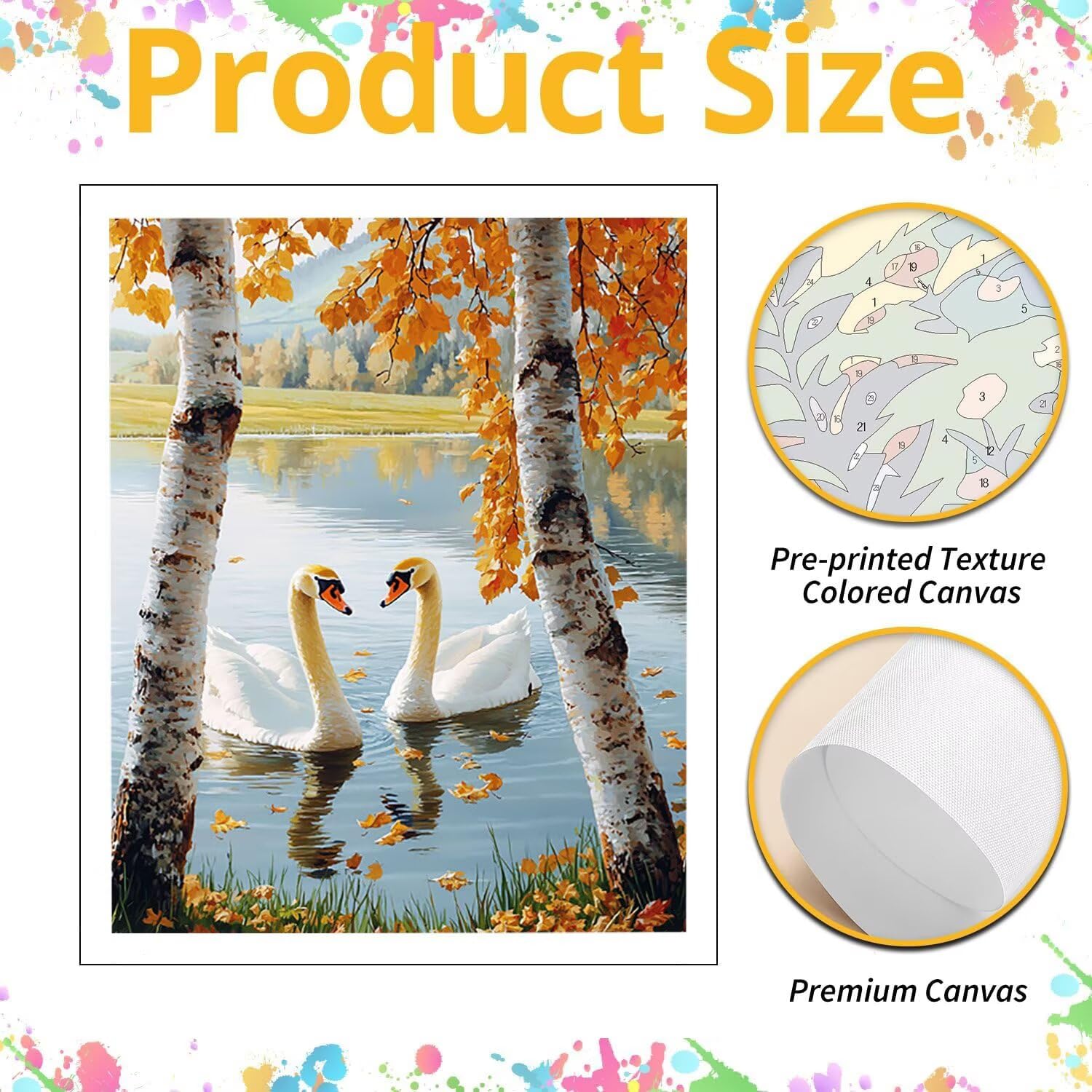 WEISHIWE Lac des cygnes Peinture Numero Adulte Kits, 80x100cm m-942