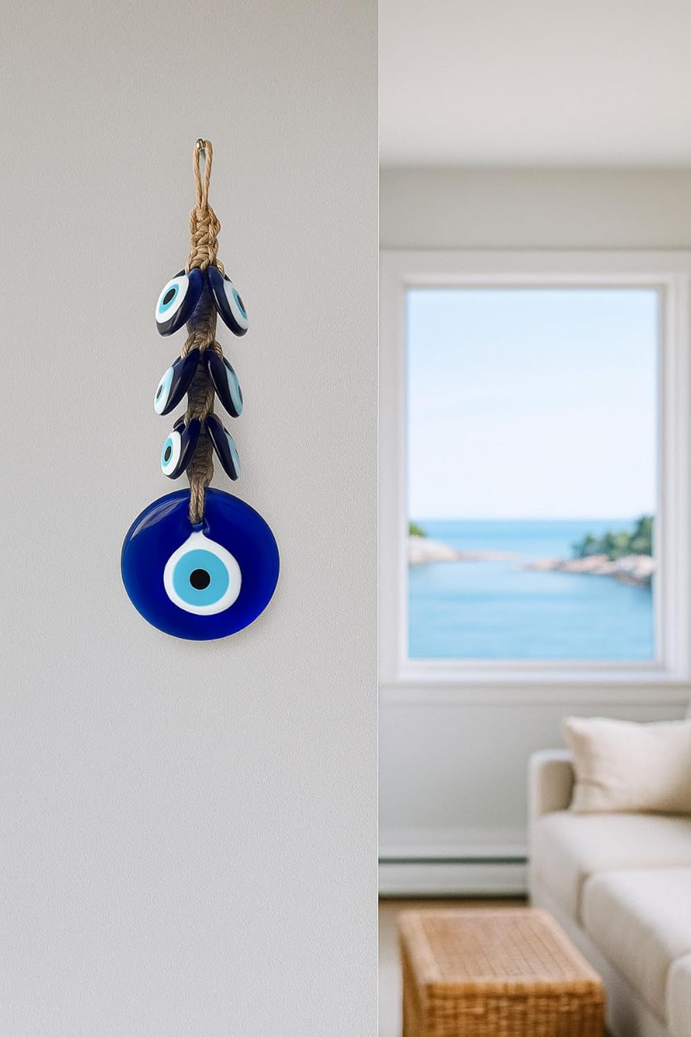 Large Decorative Evil Eye Wall Protection - Traditional Turkish Nazar Boncugu - Handcrafted Glass Wall Hanging for Home and Office