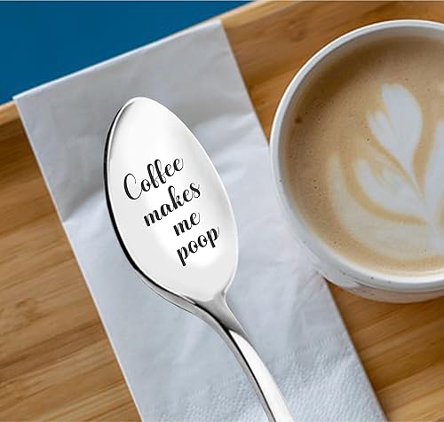 Miniatura 3 de Regalos divertidos  Cuchara grabada de café me hace caca  Regalo para amantes del té del café para cumpleaños  Aniversario  Relleno de calcetín de