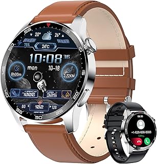 LIGE Smart Watch Dial Answer Calls Voice Chat,Fitness Tracker with Heart Rate Sleep Monitor,20 Sports Modes,1.32" Full Touch Screen IP67 Waterproof Step Counter Smartwatch for Android iOS Brown