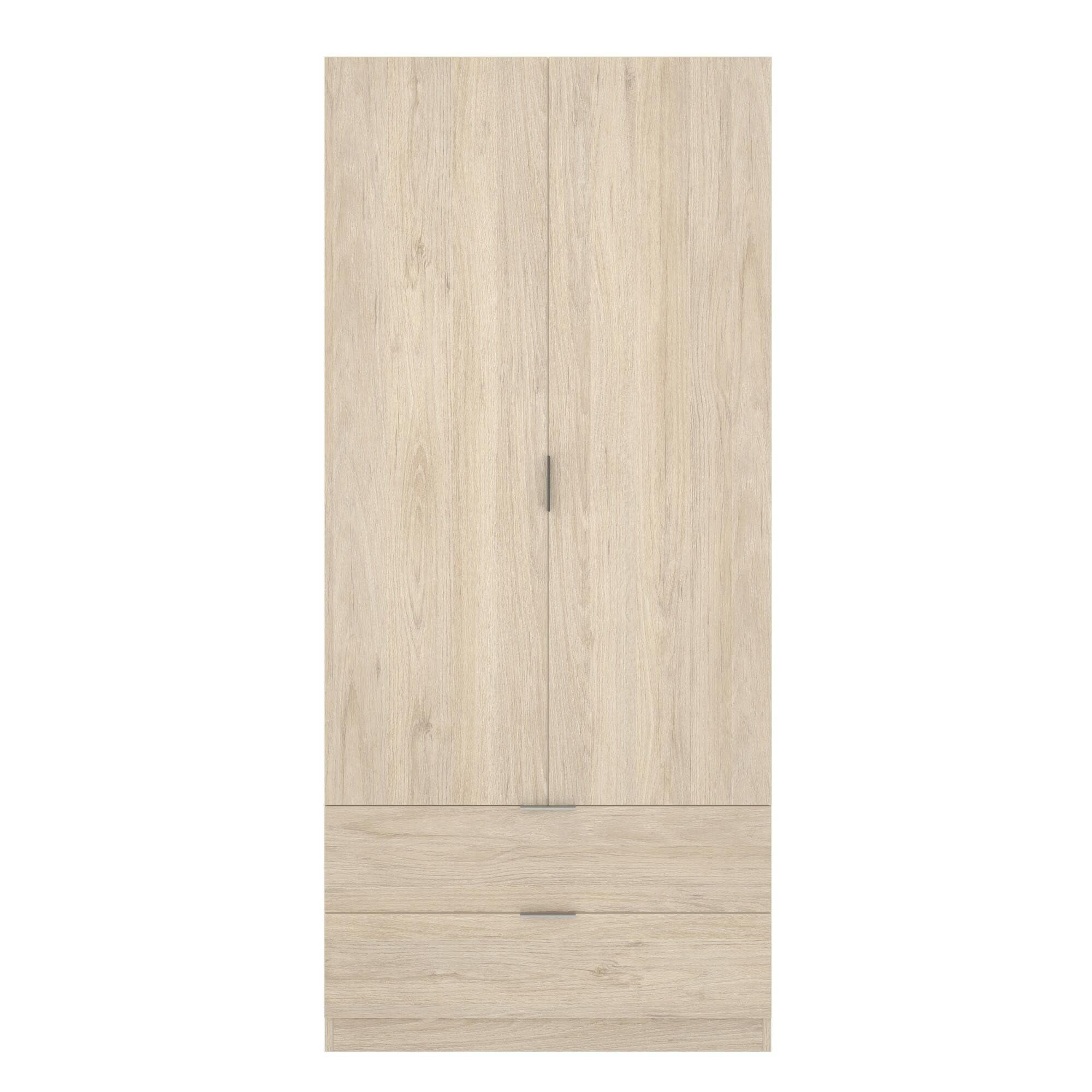 Dmora Guardaroba 2 Ante Pisanino 52x184h cm Marrone Rovere 2 Cassetti Appendiabiti Armadio Camera da Letto