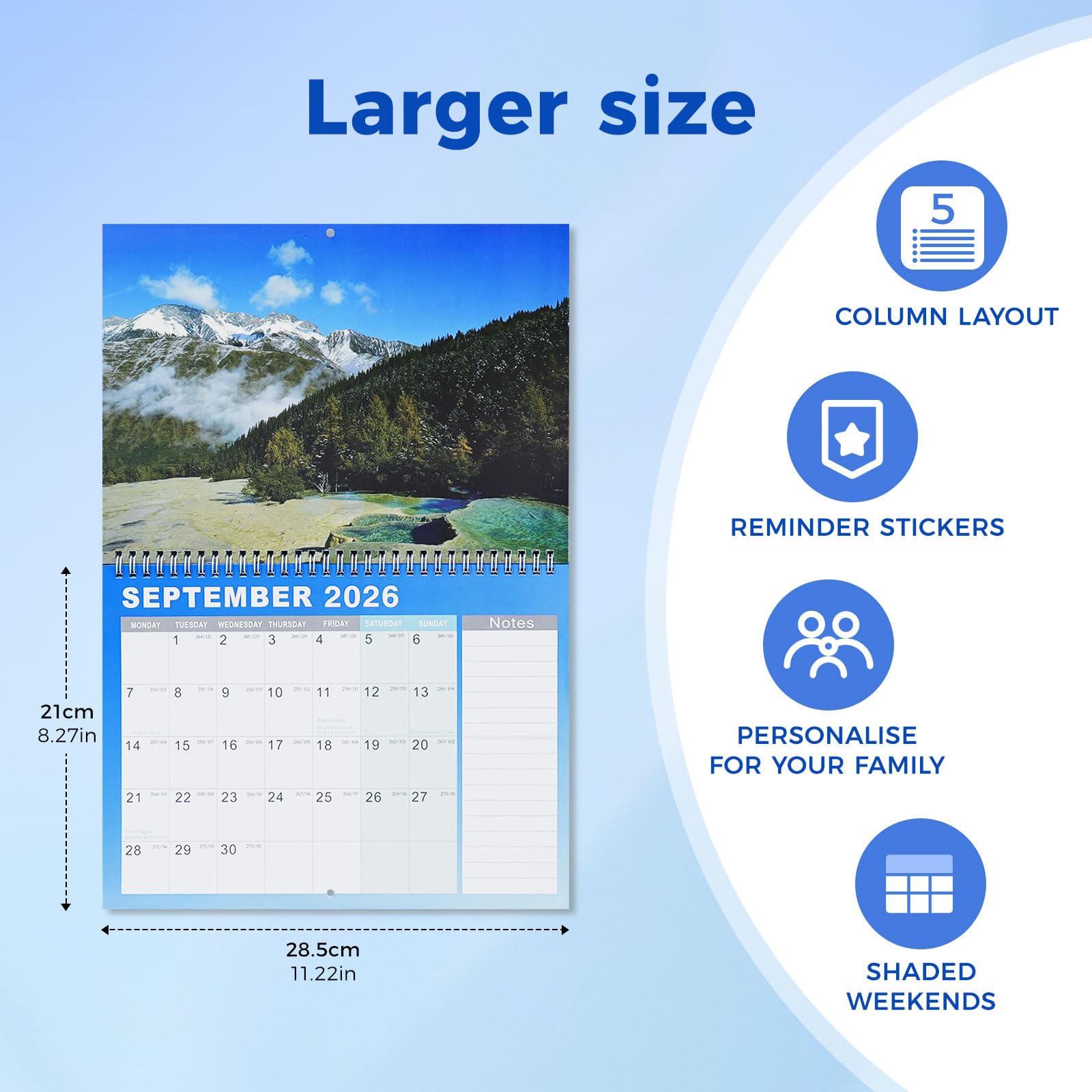 A3 Family Calendar 2025 Wall Calendar,July 2025 to December 2026,Monthly Planner 18 Months Large Hanging with Lanyard and Stickers, 42 30 CM (Island Landscape) - Image 4