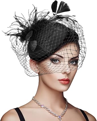 DRESHOW Fascinators Hat Feather Headband Womens Fascinators Tea Party Headwear with Clip Flower Head Band for Girls & Women
