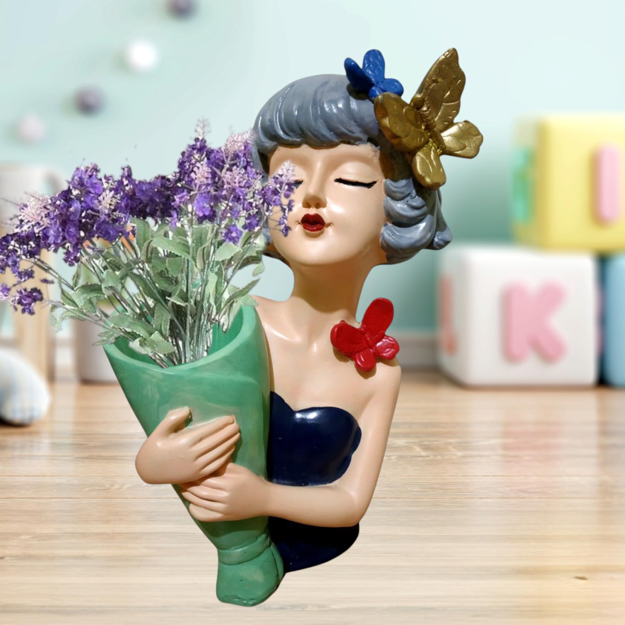 Winsome Collection Flower Pot Vase Decorative Showpiece Home Office Room Decor Polyresin Pack of 1 (G1)-image-12