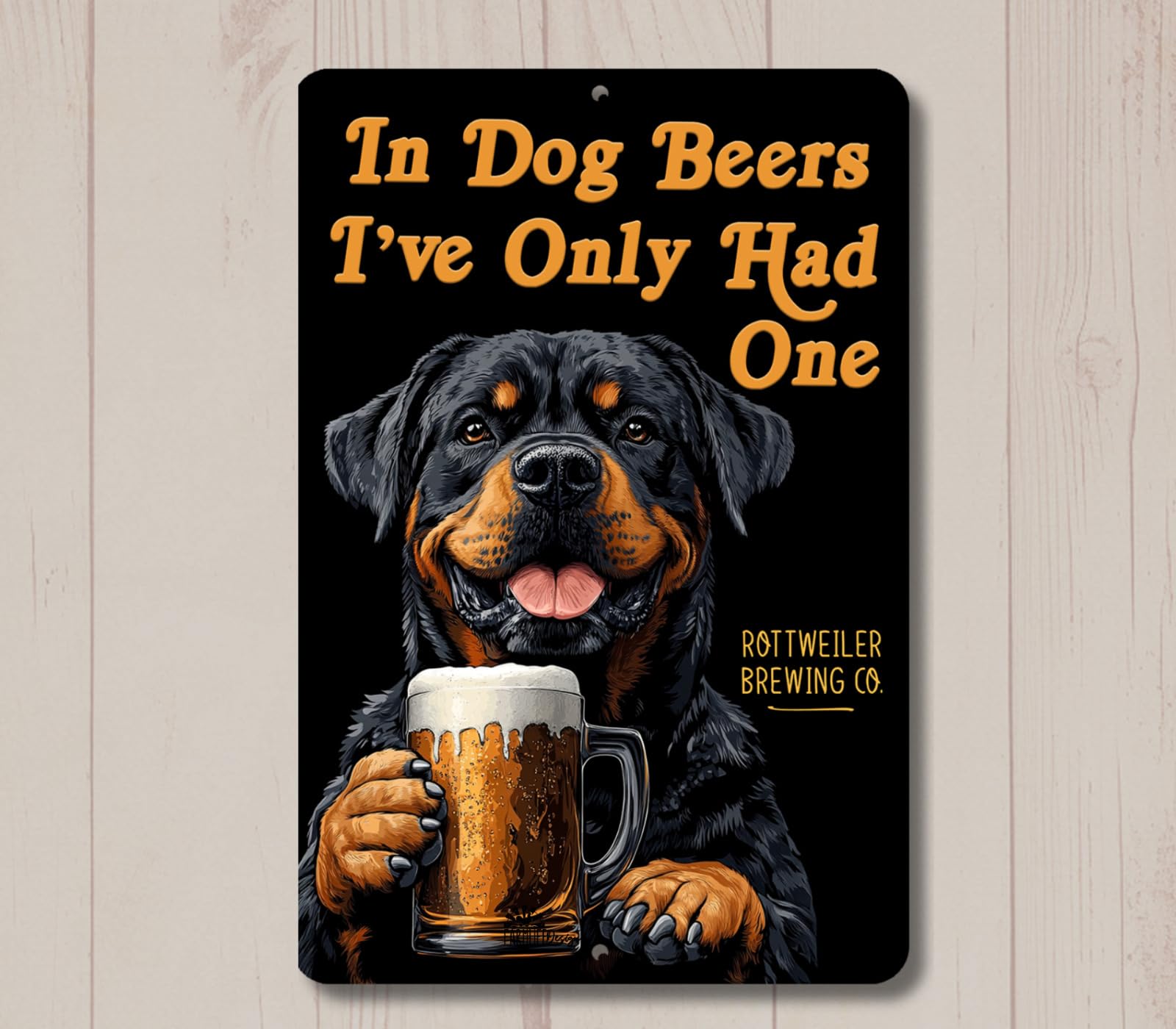 Yaasimoule Metal Rottweiler In Dog Beers Sign Man Cave Beer Bar Pub Funny Tin Wall Art Gift Home Decor