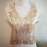 1pc Champagne Super 3D Chiffon Neckline Lace Collar Embroidery Fabric Embroidery Sewing Craft Decoration DIY &lpar;Gold&rpar;