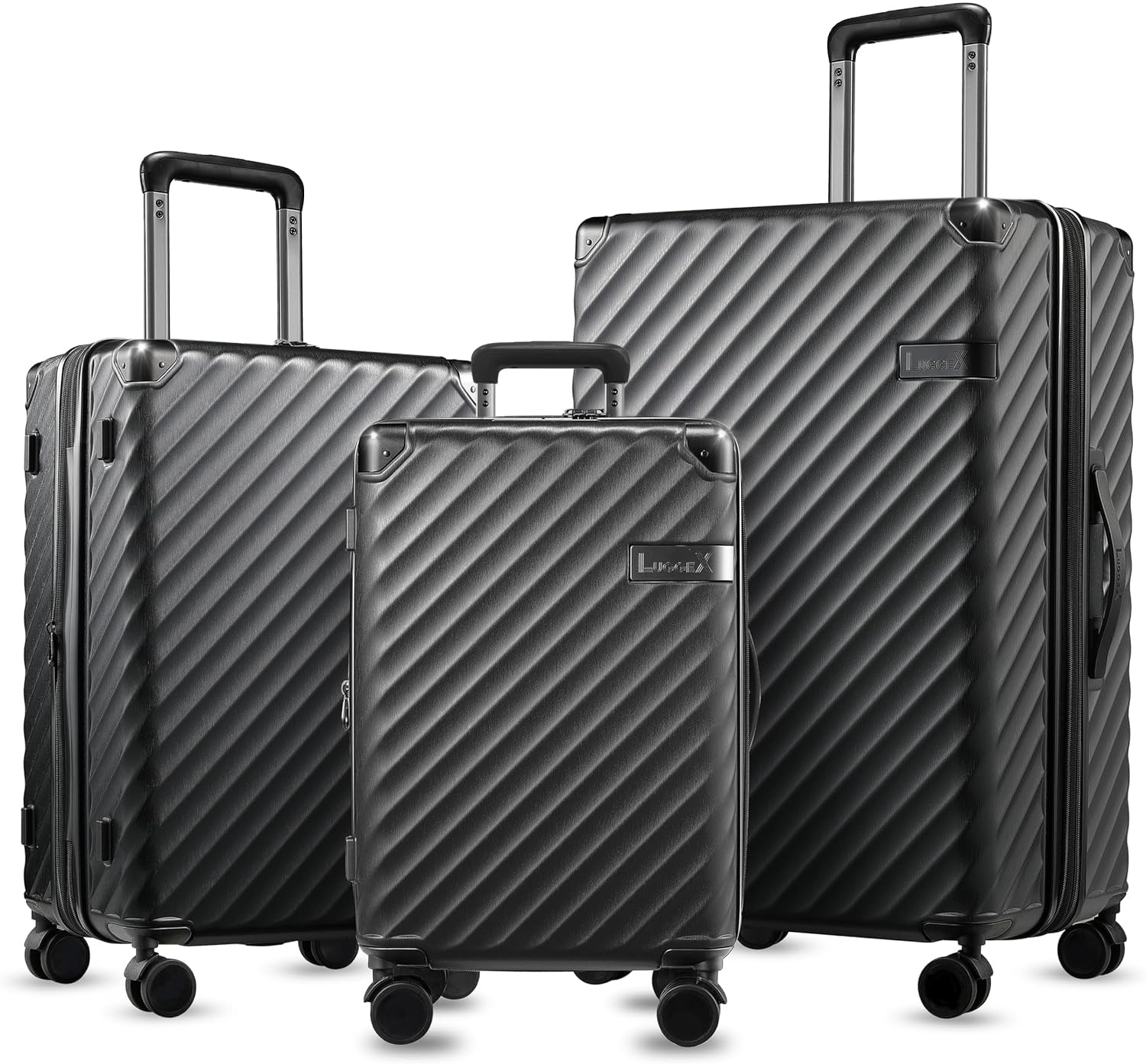 3-Piece Luggage Set, 20/24/28 Inch, Charcoal Metallic