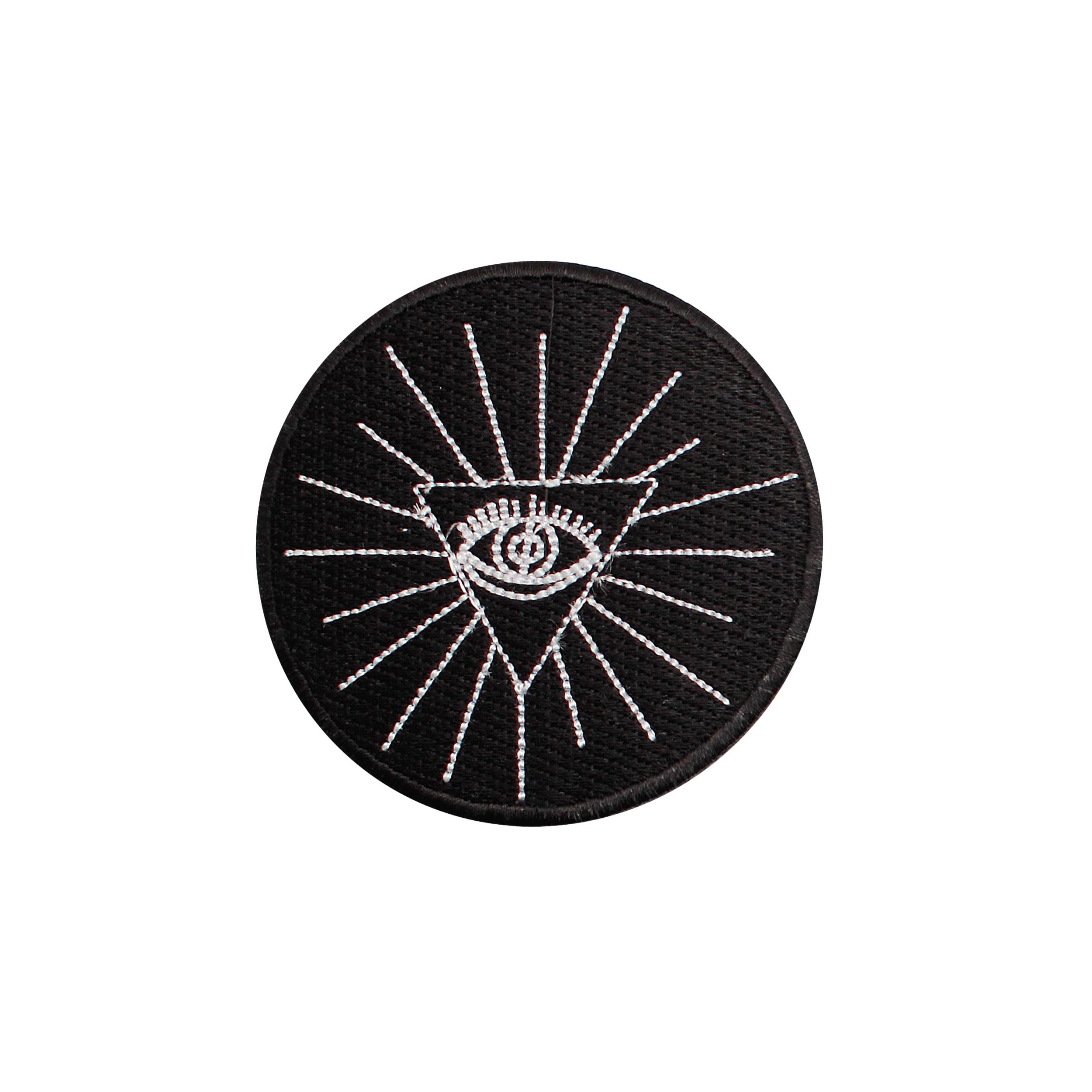 Masonic All Seeing Eye Round Patch - Machine Embroidered Iron on Emblem no Sewing Needed - 3x3 Inches Masonic Badge for Aprons, Vests, Bags &amp; Apparel