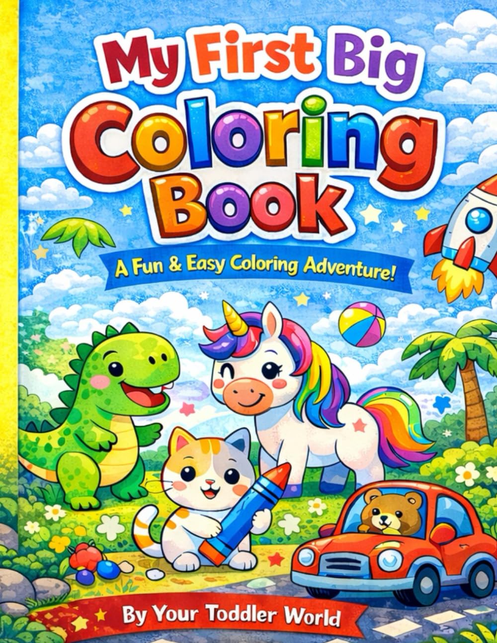 My First Big Toddler Coloring Book with 124 Pages of Fun Coloring Scenes Including Cute Animals, Vehicles, Dinosaurs, Letters & Numbers
