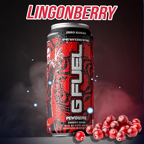 Miniatura 8 de G Fuel Bebida energética de cono de nieve, sin azúcar, bebidas saludables, cero calorías, 300 mg de cafeína por lata carbonatada, mezcla de amino