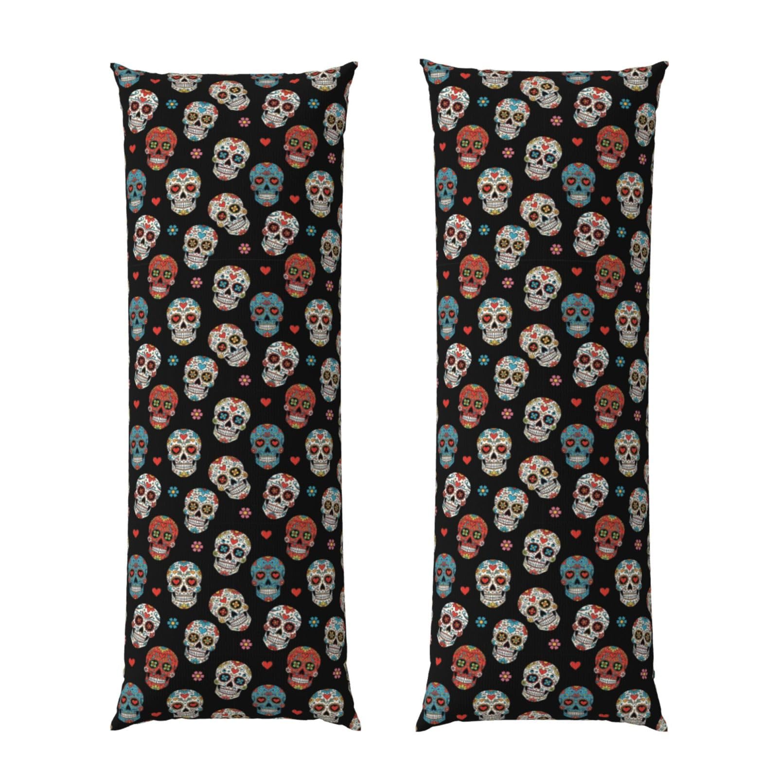 Body Pillow Cover 20x60 Day of The Dead Sugar Skull, Premium Velvet Long Pillowcase with Hidden Zipper, Breathableffy Rectangular Case for Bedroom Home