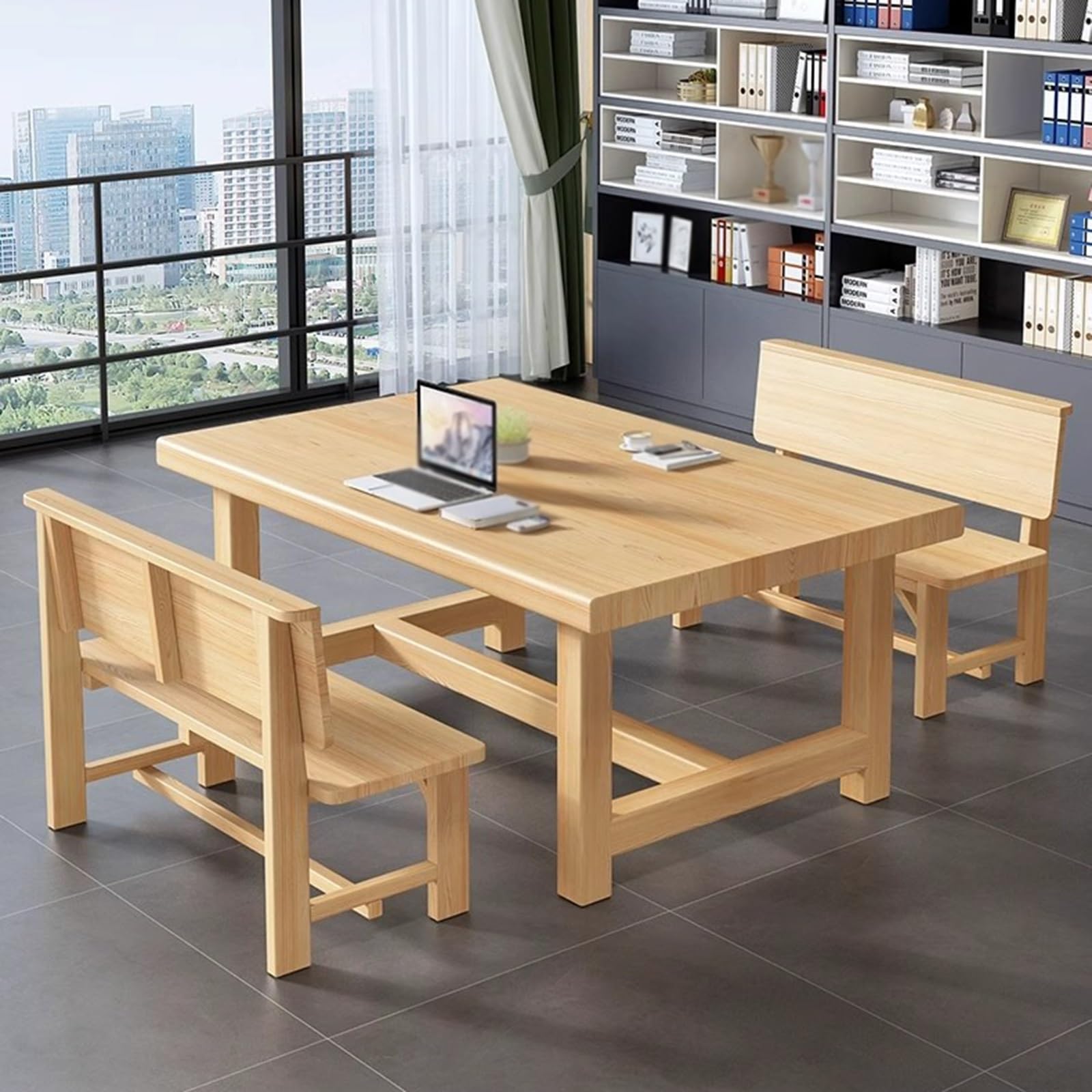Banco de Interior y Exterior, Banco de Madera para Patio y Jardín con Respaldo para Porche, Parque y Patio Trasero.(Yellow,100 * 50 * 80cm/39 * 20 * 32in)