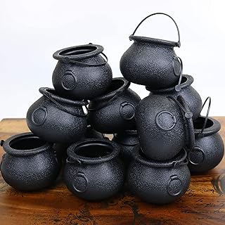 GIFTEXPRESS 24-Pack Mini Cauldron Kettles Novelty Candy Kettles for St Patrick Decoration, Pot of Gold Cauldron, Halloween Black Cauldrons Candy Holder, Witches Cauldron, Cauldron Pot Party Favors