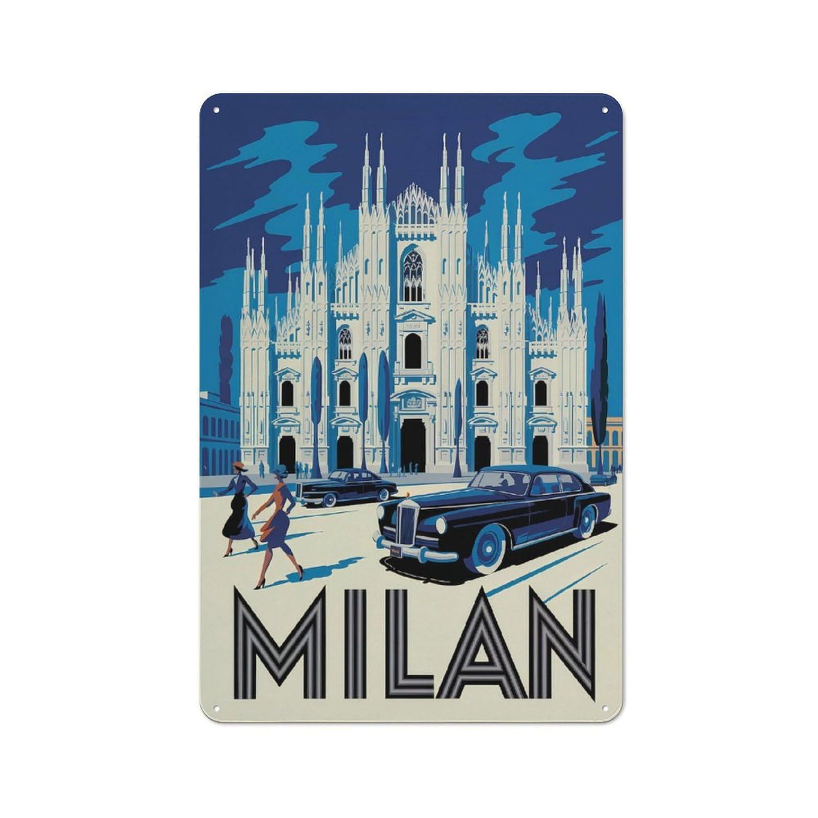 Understated Milan Travel Metal Wall Plaque 30x20cm, Creative Space Decor for Office, Study, Studio Or Hallway