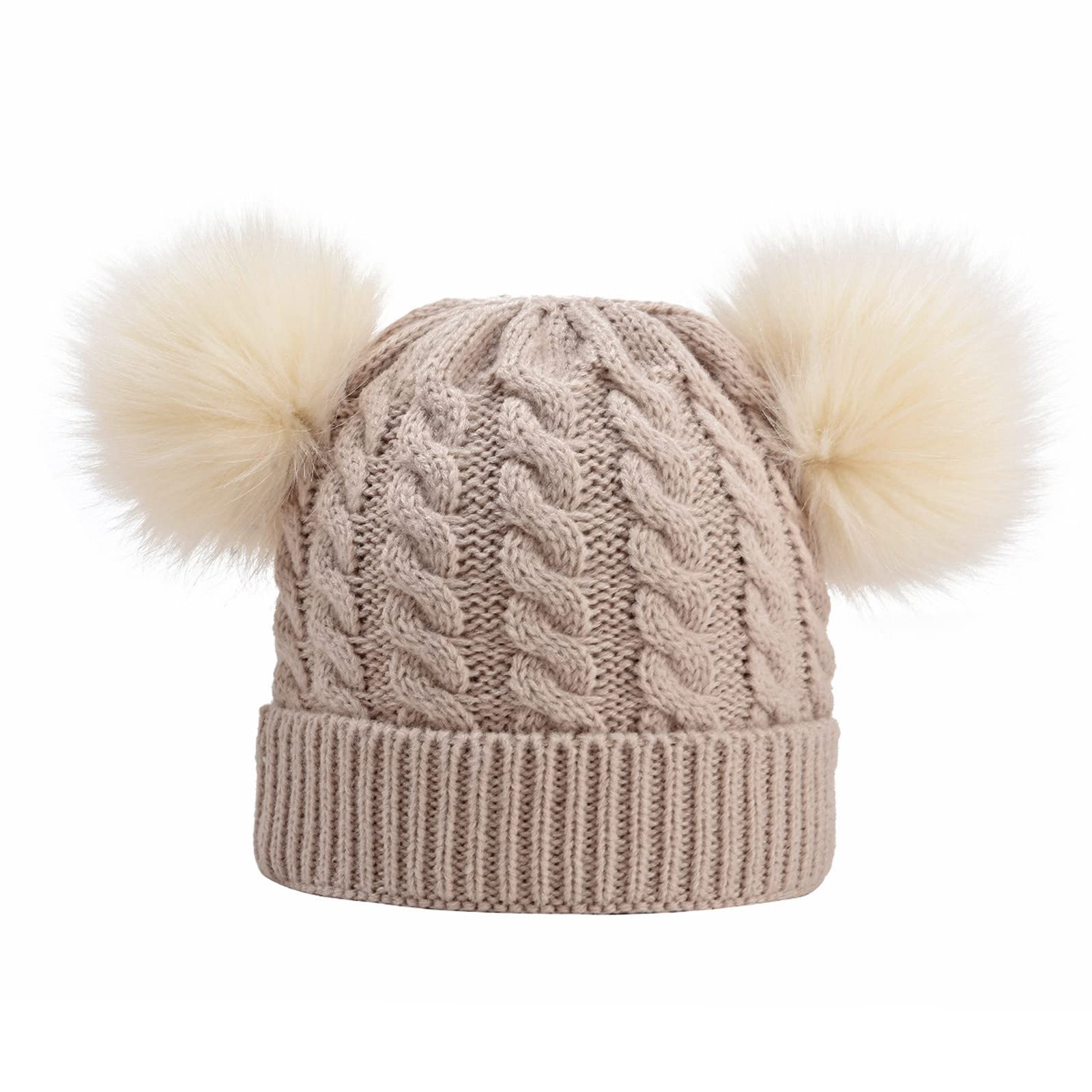 Zimowa Ciepła Czapka Maluch Czapka Zimowa Dziecięca Czapka Z Dzianiny Czapka Z Podszewką Futro Chłopcy Czapki Bawełniane Czapka Zimowa Dzieci/Beige/One Size