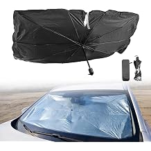 2026 Windshield Sun Shade Umbrella, Ultraviolet Protective Film and Heat Insulation Film, Emergency Rain Shield & Dashboard Protector, for Auto Windshield Covers Trucks Cars 59 in