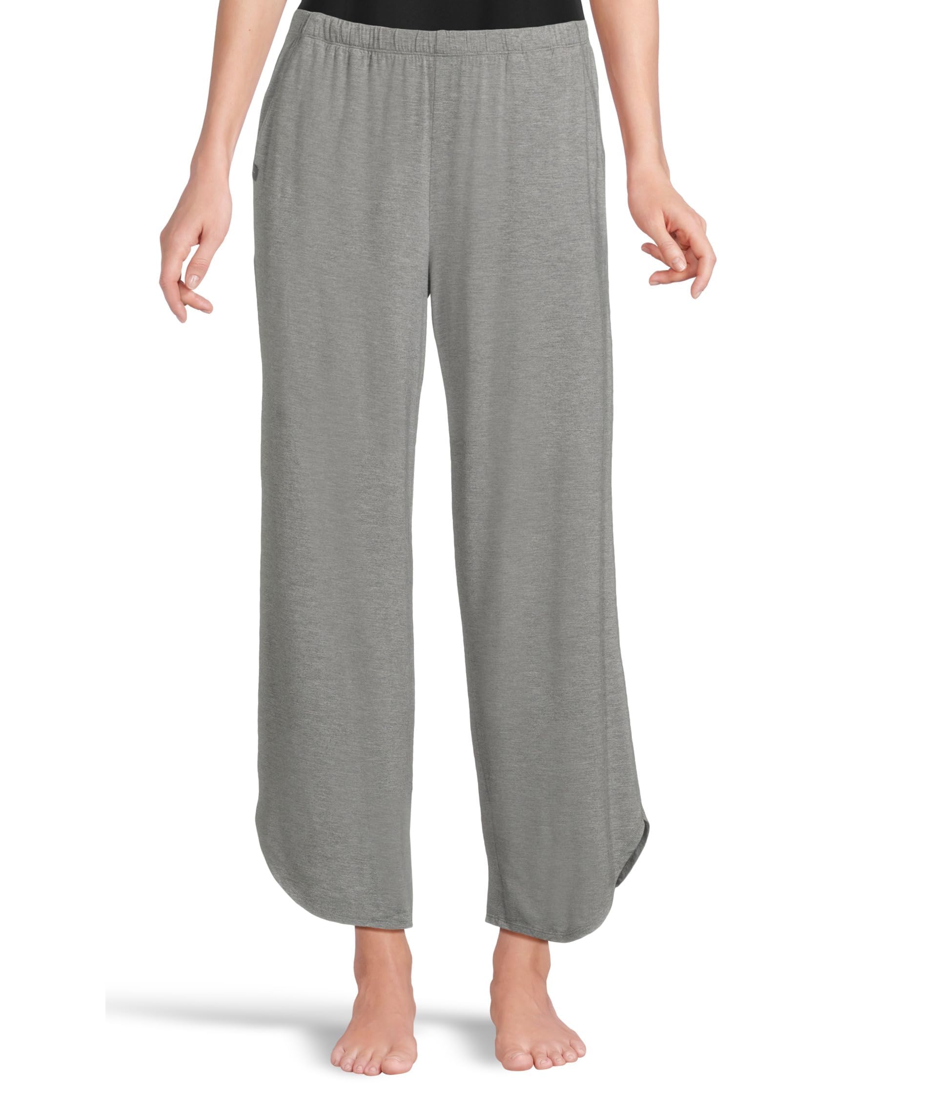 Barefoot Dreams Womens Ultra Soft Jersey Curved Hem Cropped Pant Heathered Gray
