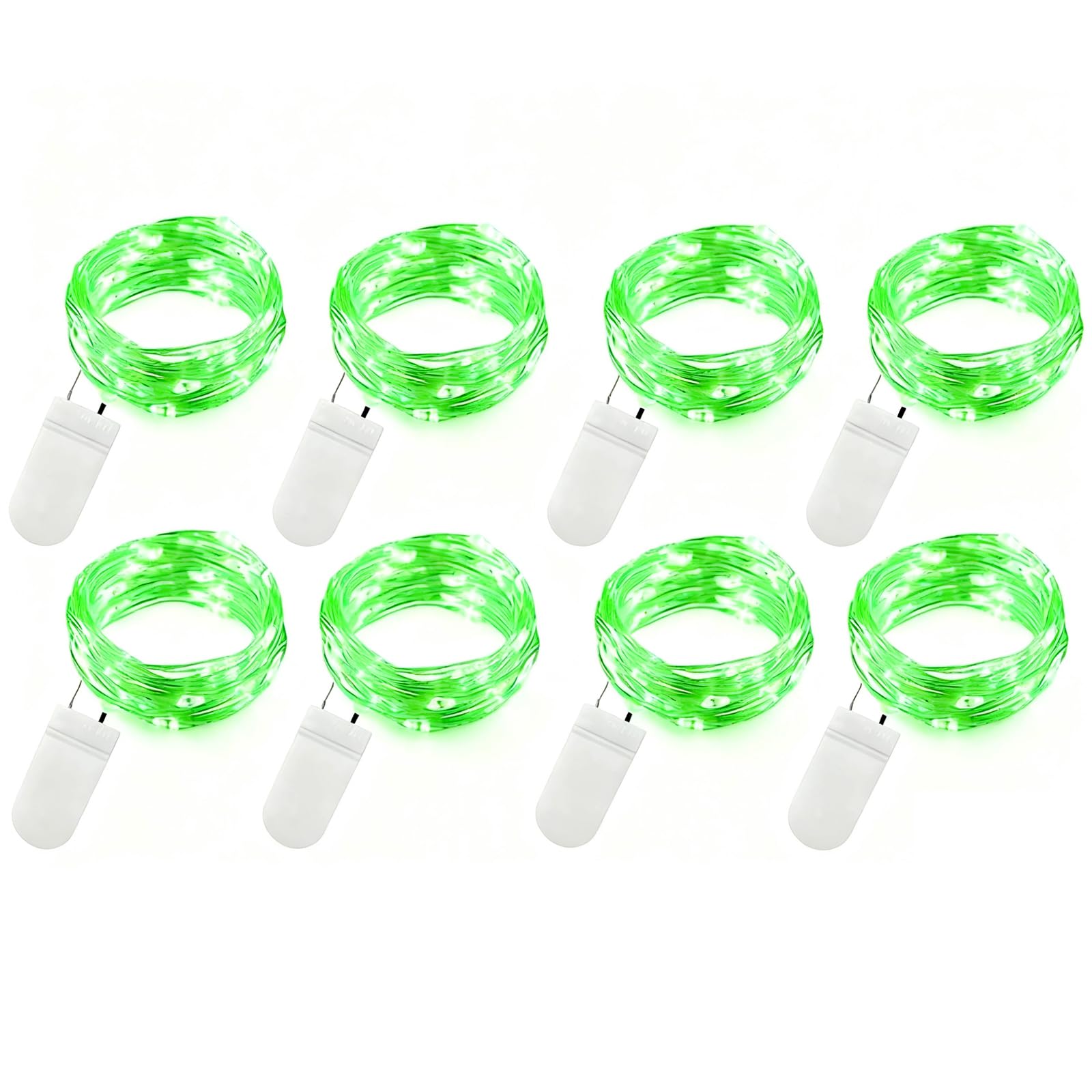 VOOKRY 8 Pack 30 Led Fairy Lights Battery Operated String Lights - 10 ft Green Waterproof Silver Wire Firefly Starry Moon Lights for DIY Crafts Party
