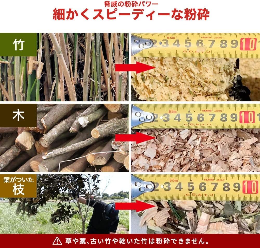 Amazon | ウッドチッパー Kareyouエンジン粉砕機 木材最大130mm粉砕