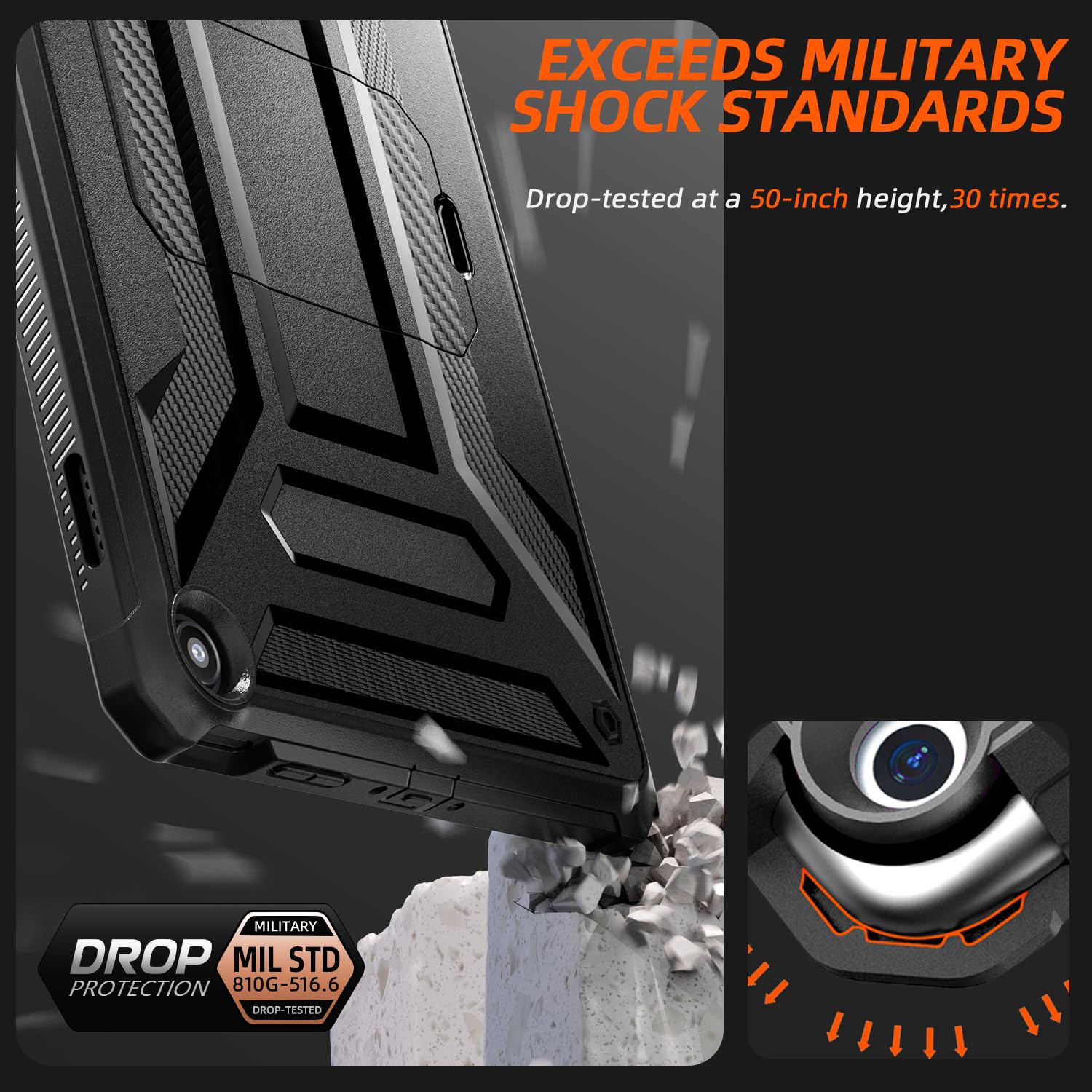 All-New Amazon Fire Max 11 Tablet case (13th Generation, 2023 Release), DJ&RPPQ Full Body Rugged Hands-Free Viewing Stand Back Cover with Screen Protector, Incompatible with iPad Samsung - Black