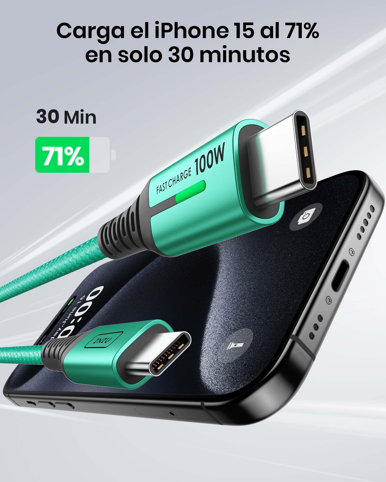 INIU Cavo USB Type-C to Type [2m+2m, Verde] 100W PD 5A Cavo USB C USB C QC4,0 Nylon di Ricarica Rapida Tipo C a USB C compatibili con Samsung S21 S20 Note iPad MacBook Pro Huawei Xiaomi.