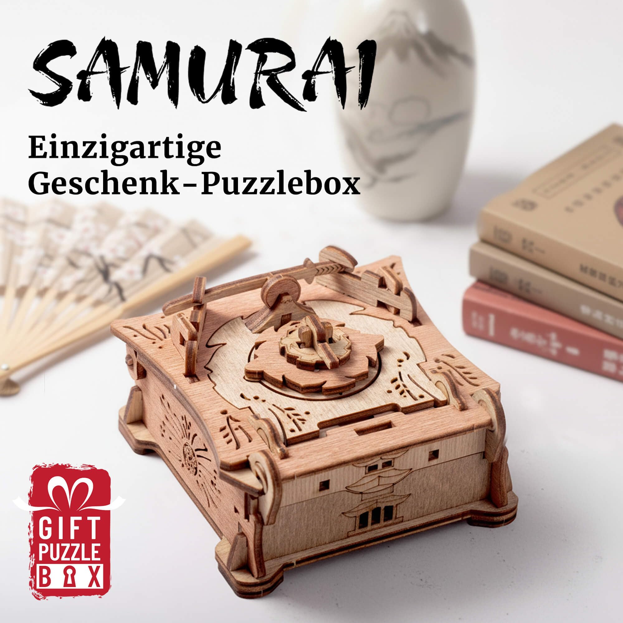 iDventure Samurai Puzzlebox | Escape Room Mechanische Schatzkiste | Geburtstagsgeschenk | 3D Holzpuzzel Rätsel | Knobelspiel für Erwachsene und Rätselbox für Jugendliche 14+