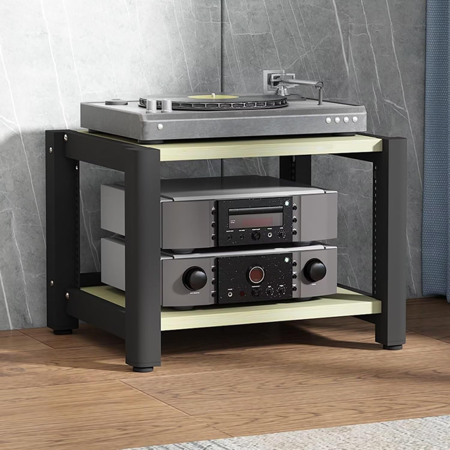 HiFi o Rack - 2/3/4/5-poziomowy stojak na telewizor Ste do gramofonu i Ma Sto płyta winylowa, półka Blu-ray do przetwornika cyfrowo-analogowego i wzmacniacza Equint