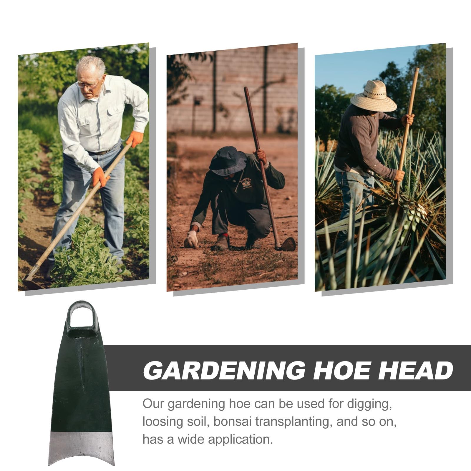 Azada de Jardín de Acero Inoxidable Verde para Aflojar Tierra | Cabezal Portátil para Excavar y Plantar, Uso Amplio en Jardinería y Deshierbe