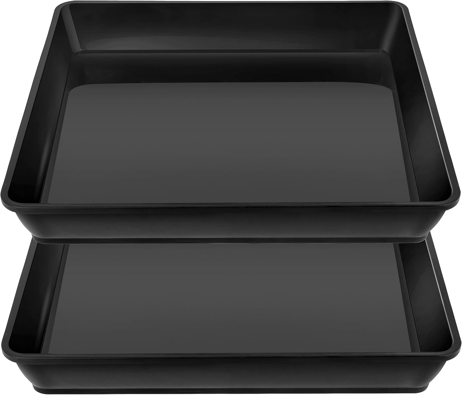 LWALRS Square Plant Saucer 16 Inch 2 Pack, Duty Plastic Plant Saucer, Heavy Duty Plant Pot Saucers, Garden Large Deep Plant Trays for Pots, Planters for Indoors and Outdoors Plants. 16"(2 pack) Black