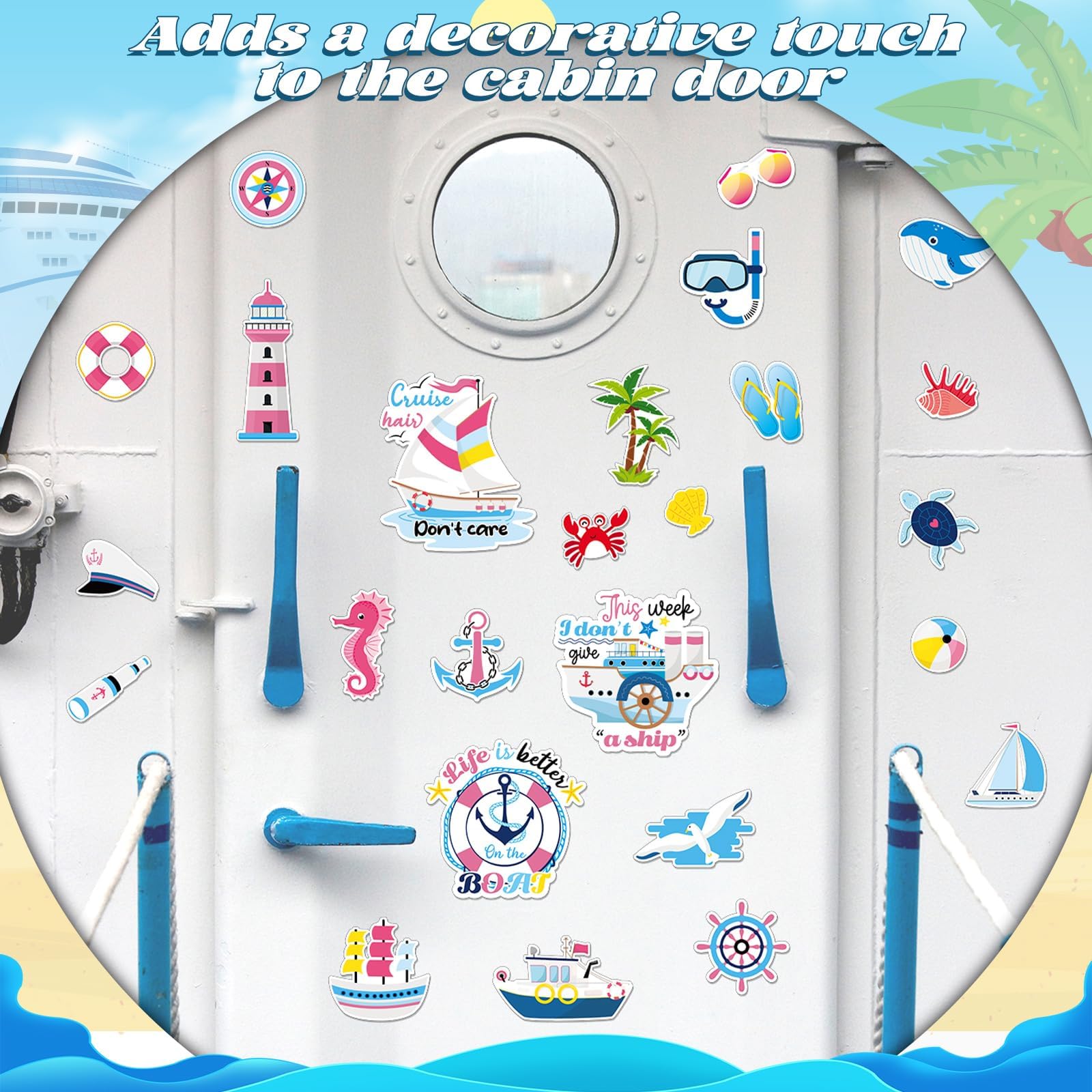 Kanayu 25 Pcs Cruise Door Decorations Magnetic Summer Beach Curse Door Magnets - View #2