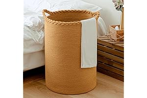 20"H 15"D Sturdy 58L Cotton Storage Laundry Basket Hamper for Blankets, Pillows,...