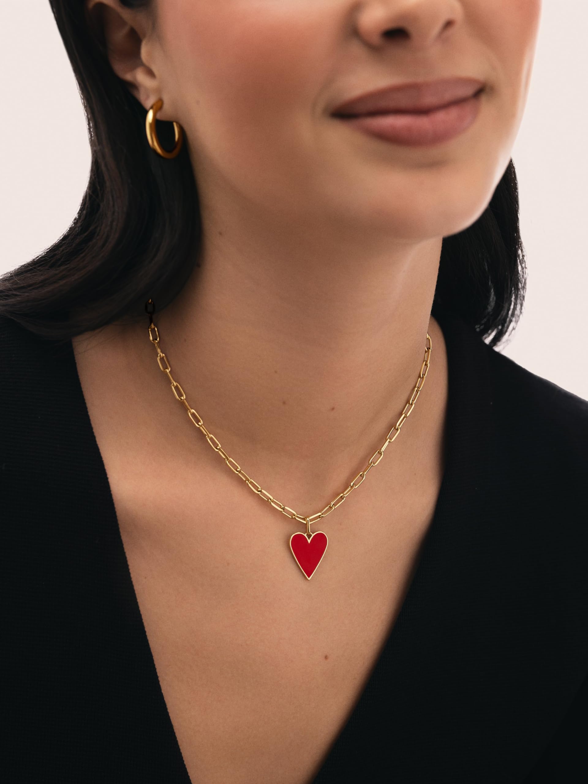 SINGULARU Collar Mujer Chic Lovely Heart Red Acero Baño Oro