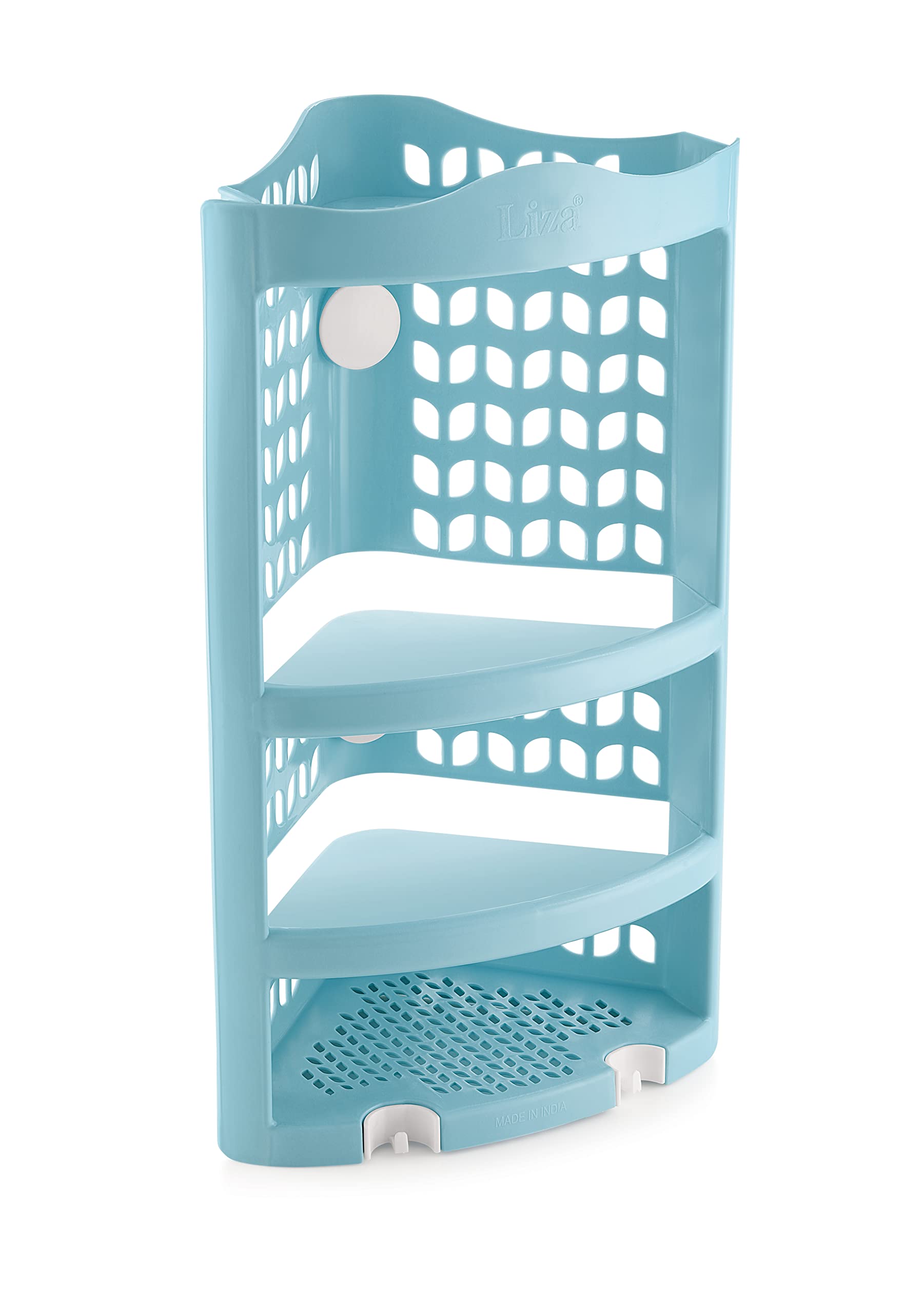 Zerya Plastic Multipurpose Wall Mount Bathroom Corner Shelf and Rack Kitchen Bathroom Storage Rack (Blue)