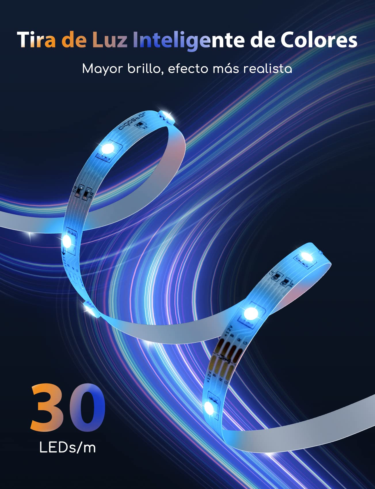 Aigostar Tiras LED Alexa 10 Metros, WiFi Luces LED Inteligente RGB con Control Remoto, Tira LED Compatible con Alexa, Google Assistant y App, 80 Modos de Escena y Sincronización de Música