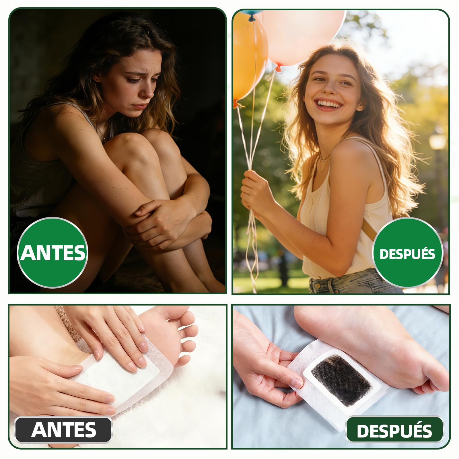 Parches Detox Pies, 40 unidades, con carbón de bambú. parche desintoxicantes para pie, aliviar el estrés y favorecer un sueño profundo. Parches desintoxicantes para piess que eliminan toxinas
