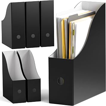 Simple Houseware 6-Pack Magazine File Holder Box, Foldable Cardboard Organizer, Black