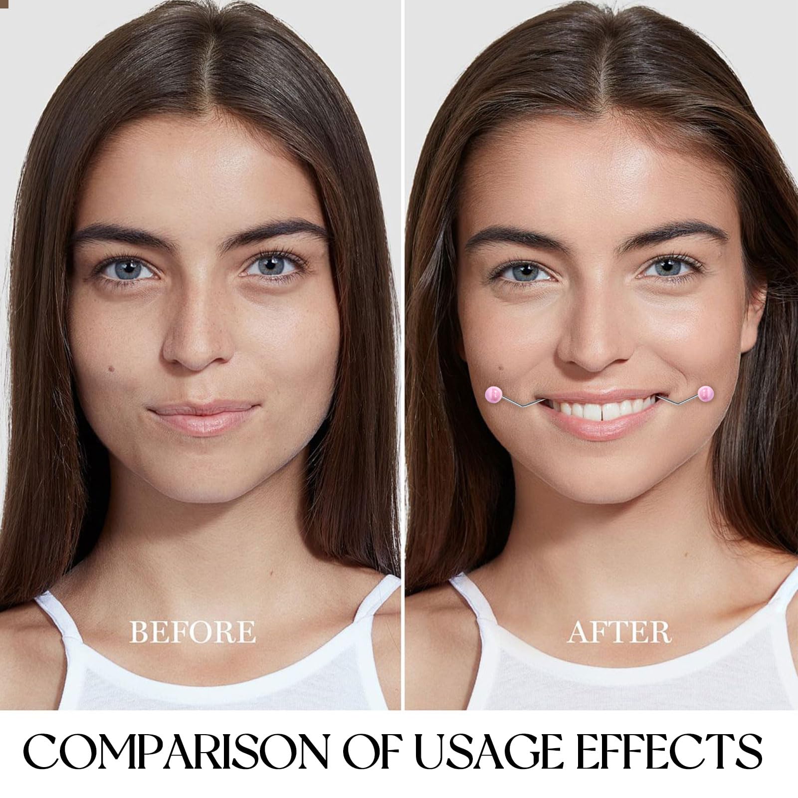 Lot de 4 machines à fossettes naturelles pour les joues, les muscles du visage pour un beau dimple maker, pour femmes et filles, pour dormir, travailler, lire, apprendre (rose)